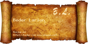 Beder Larion névjegykártya